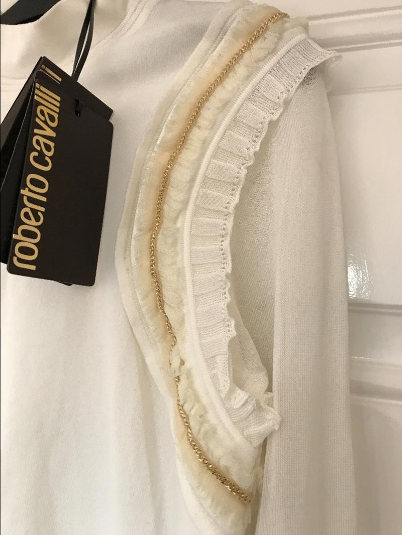 Roberto Cavalli Ruffle Gold Chain Jumper
