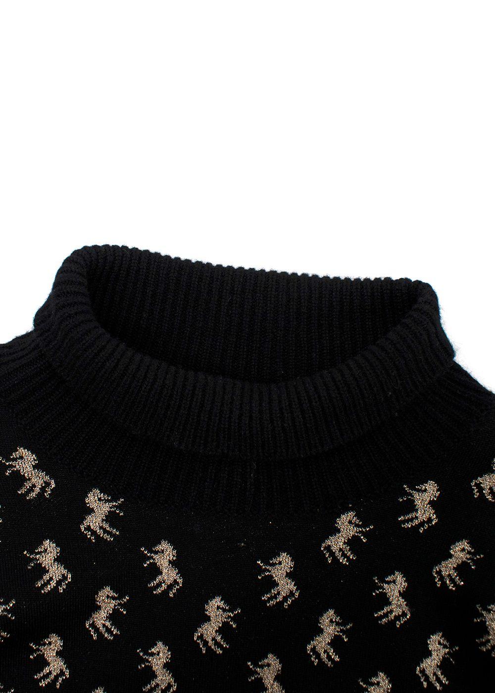 Chloe Black Gold Horse Turtleneck Sweater