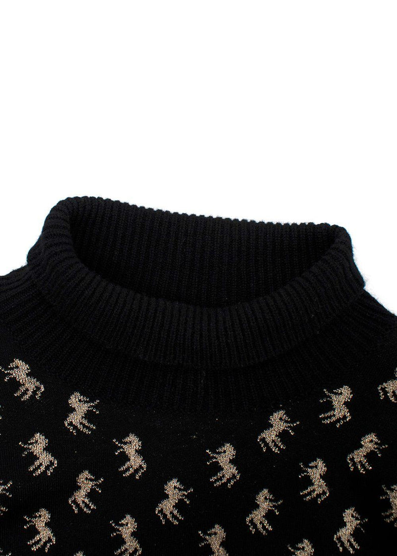 Chloe Black Gold Horse Turtleneck Sweater
