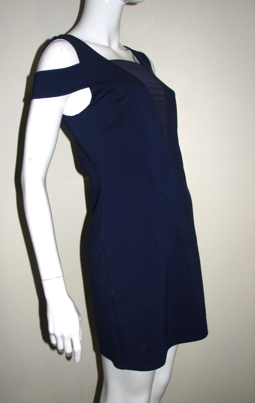 Halston Heritage cold shoulder mesh insert dress