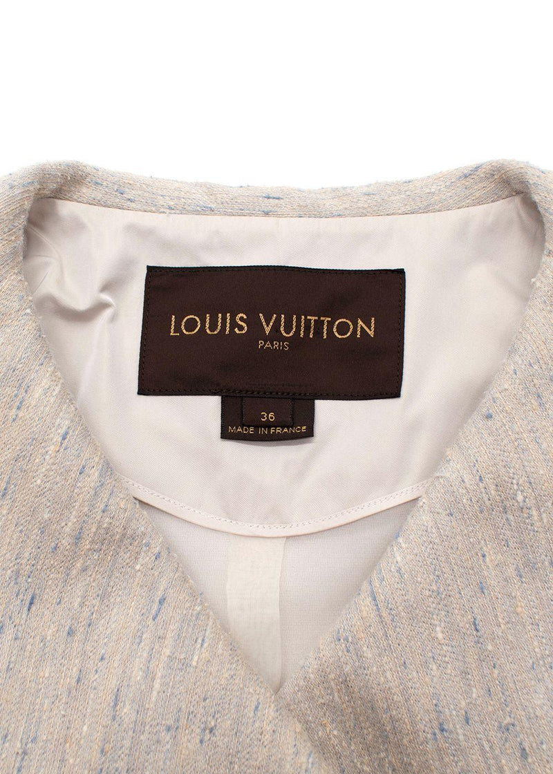 Louis Vuitton Vintage Beige Silk Jacket and Skirt Suit