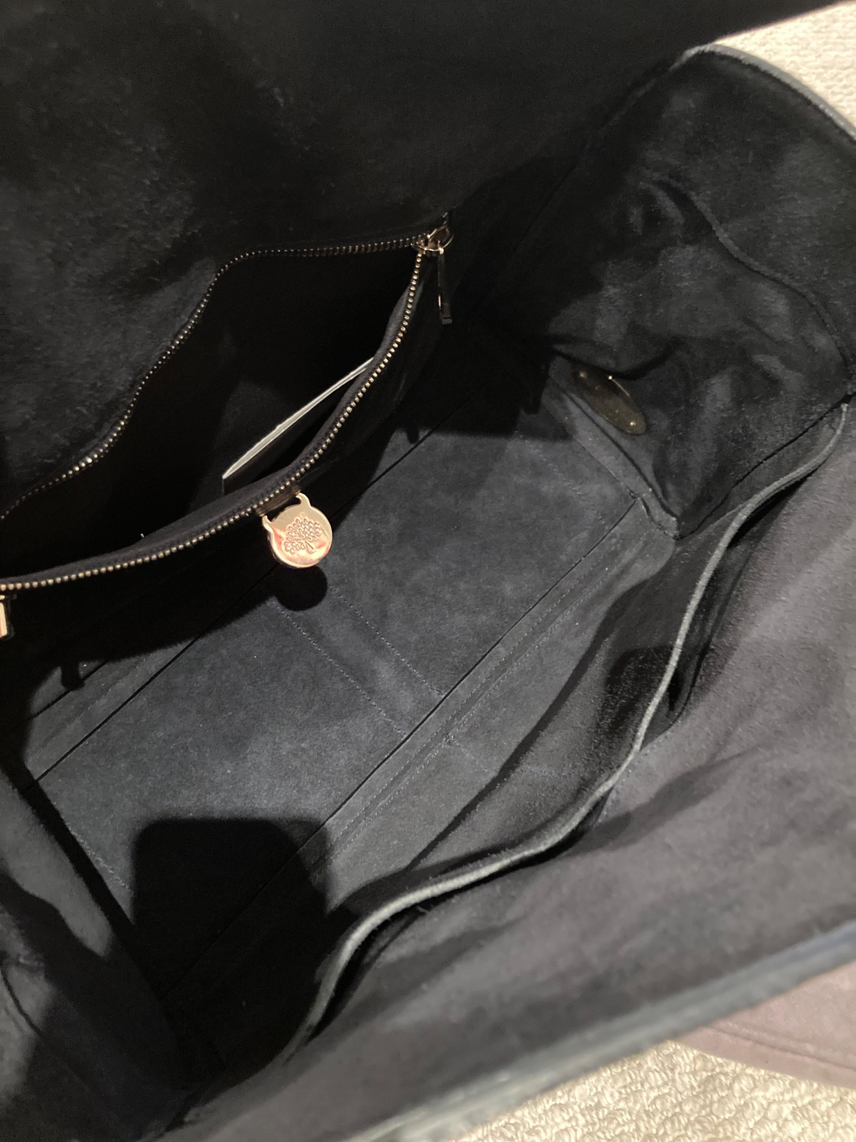 Navy calf hair tote bag