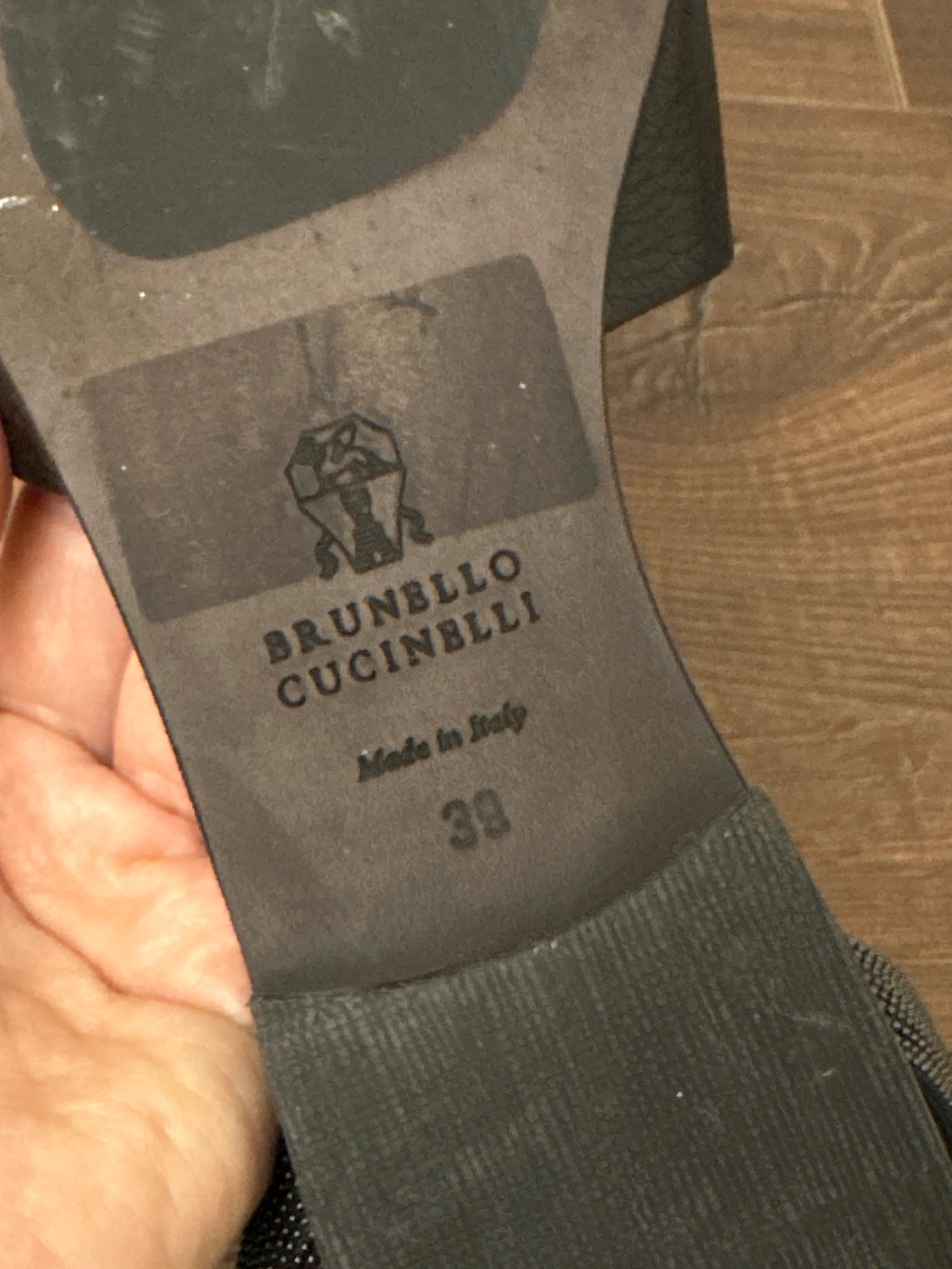 Brunello Cucinelli Black Monili Ankle Wrap Flats