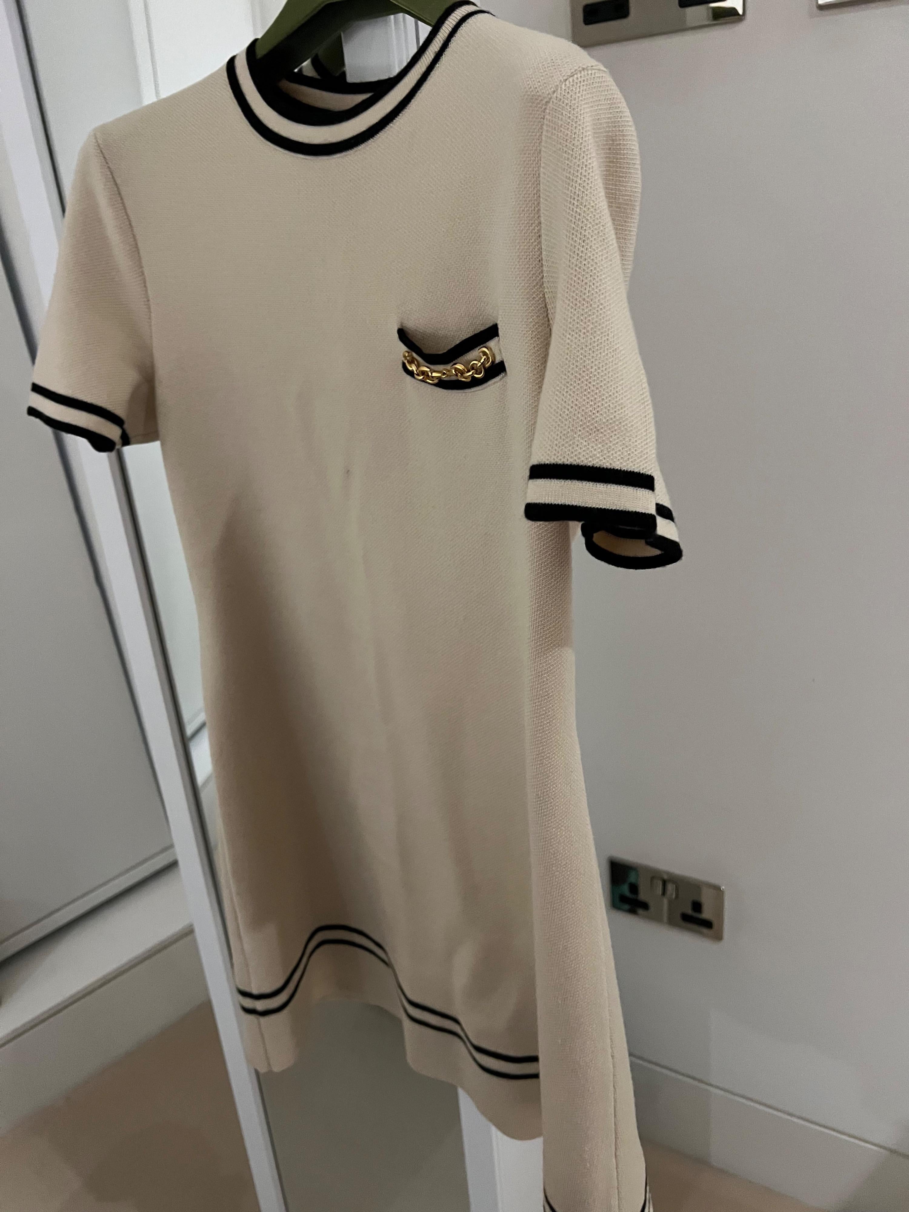 Gucci Cream Horsebit Embellished Wool Mini Dress