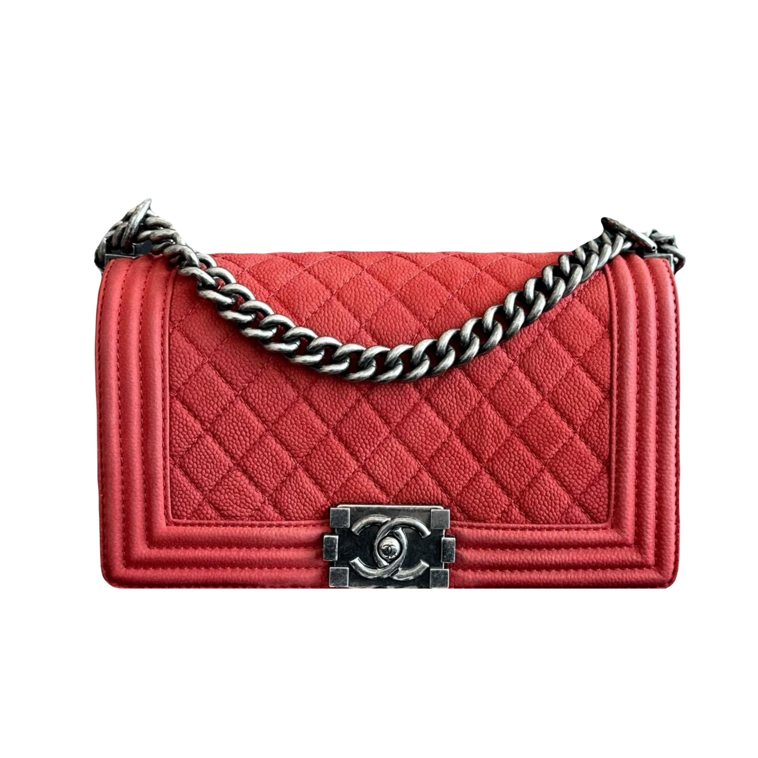 Red Calfskin Boy Bag