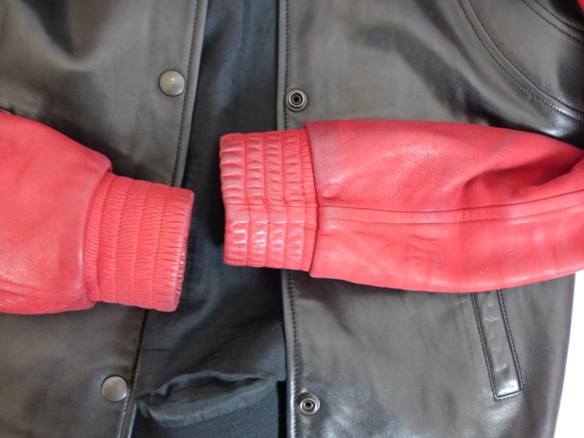 Balmain Black & Red Patch Applique Leather Jacket