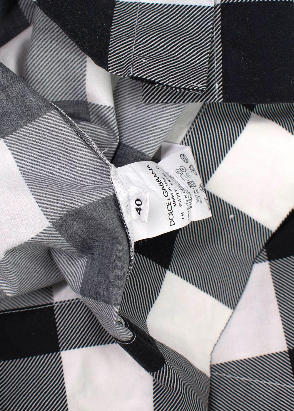 Dolce & Gabbana Black and White Check Short Sleeve Shirt
