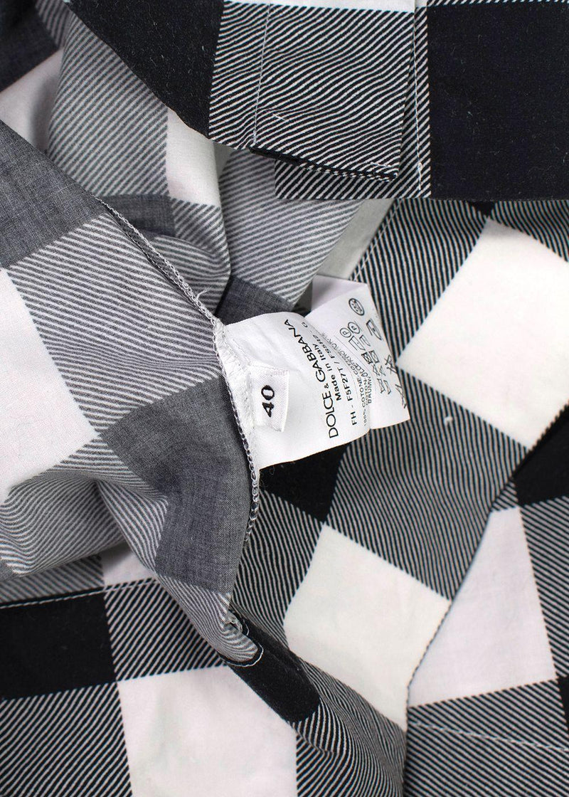Dolce & Gabbana Black and White Check Short Sleeve Shirt