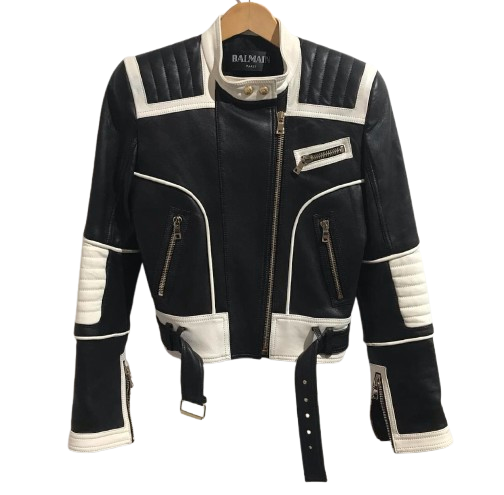Black Lambskin Leather Biker Jacket