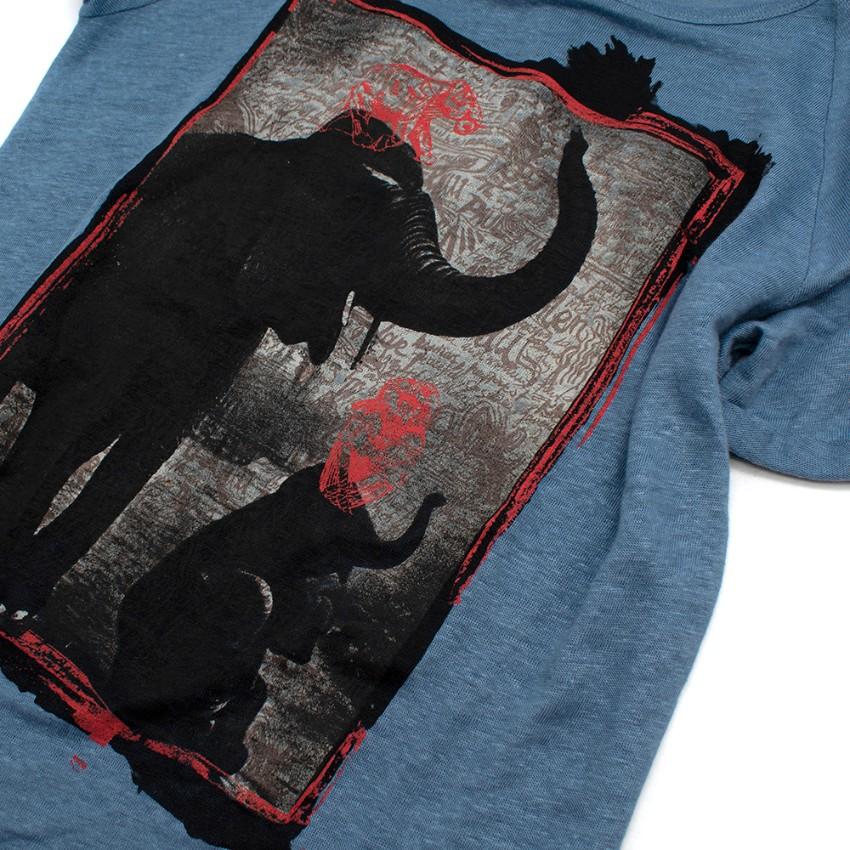Paul & Joe Blue Elephant Print Linen Top
