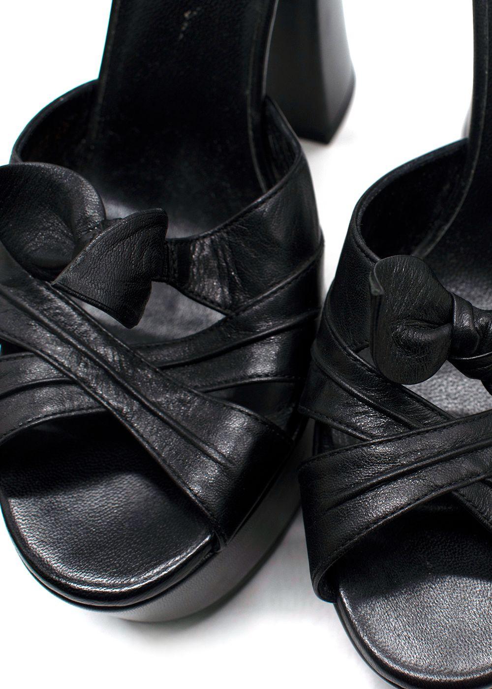 Saint Laurent Black Leather 'Bianca' Platform Heels