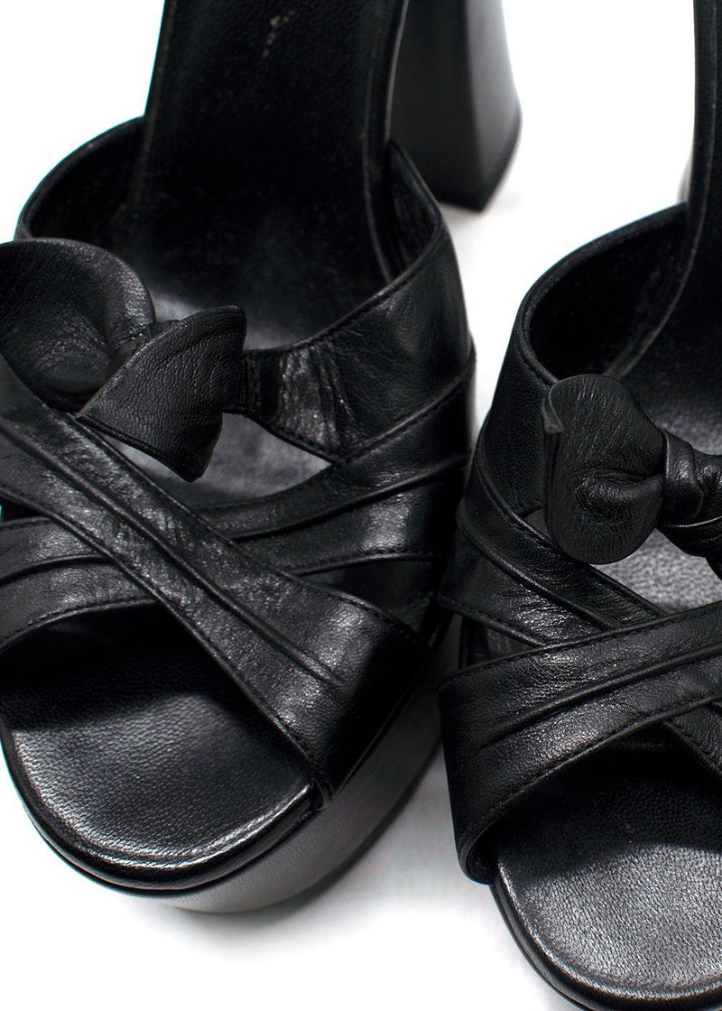 Saint Laurent Black Leather 'Bianca' Platform Heels