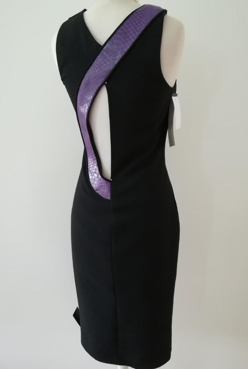 Versace Snakeskin-Panel Black Wool Dress