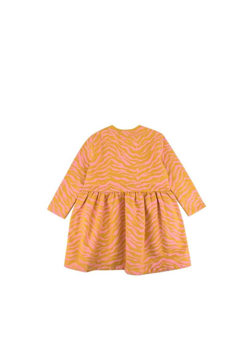 Long Sleeved Orange And Pink Tiger print Dress