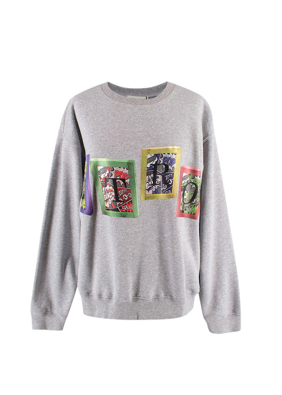 Grey Comic Print Sweatshirt