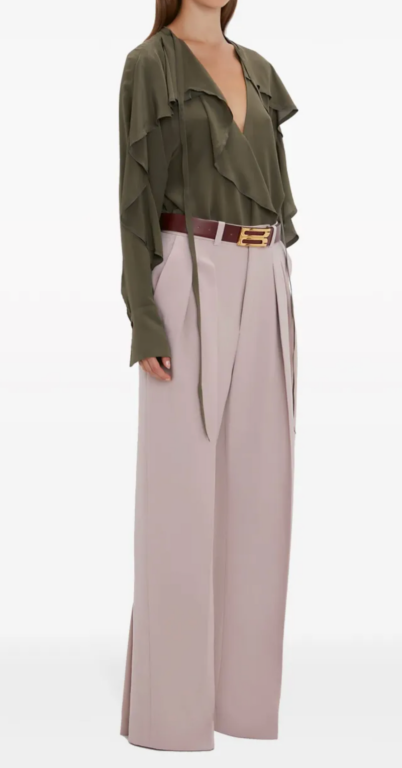 Victoria Beckham Double-Pleat Wide-Leg Trousers
