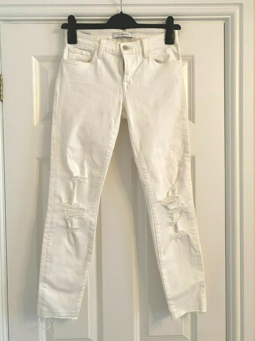 J Brand White Distressed Skinny Jeans