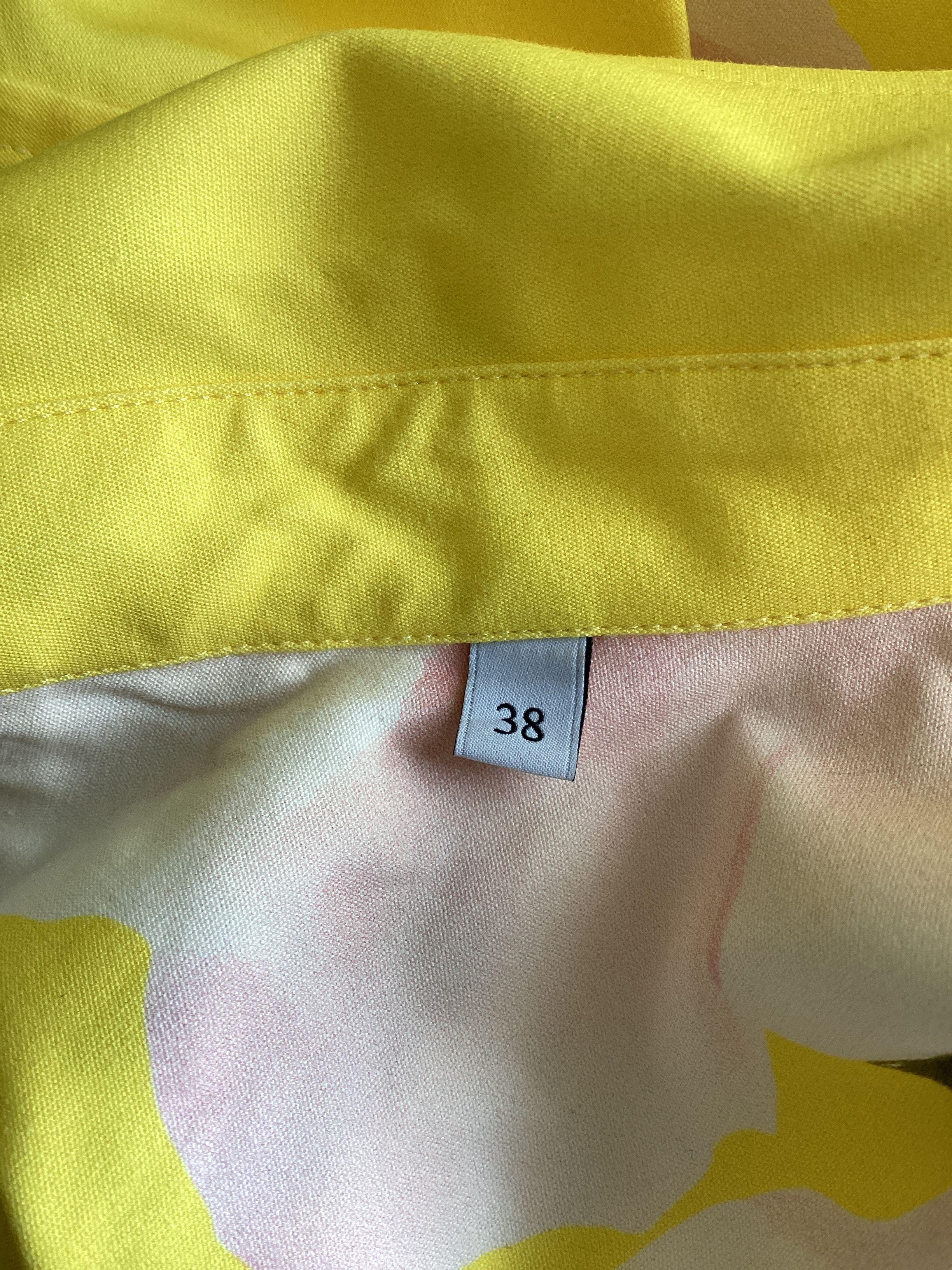 Valentino Yellow Floral Print Mini Shirt Dress