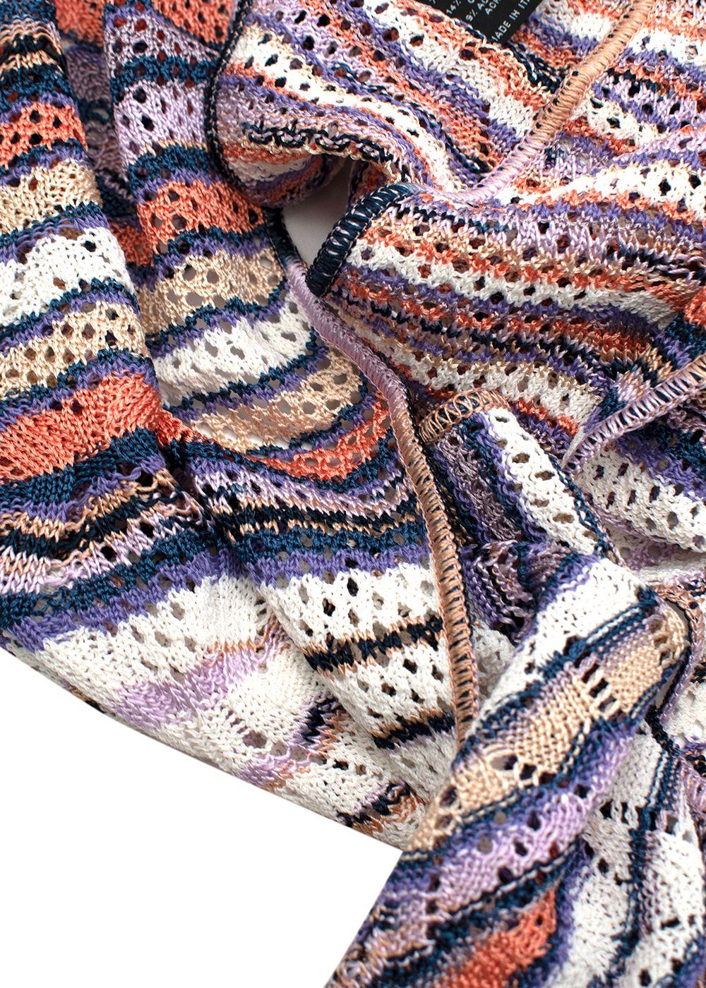 Purple & Peach Open Knit Striped Scarf
