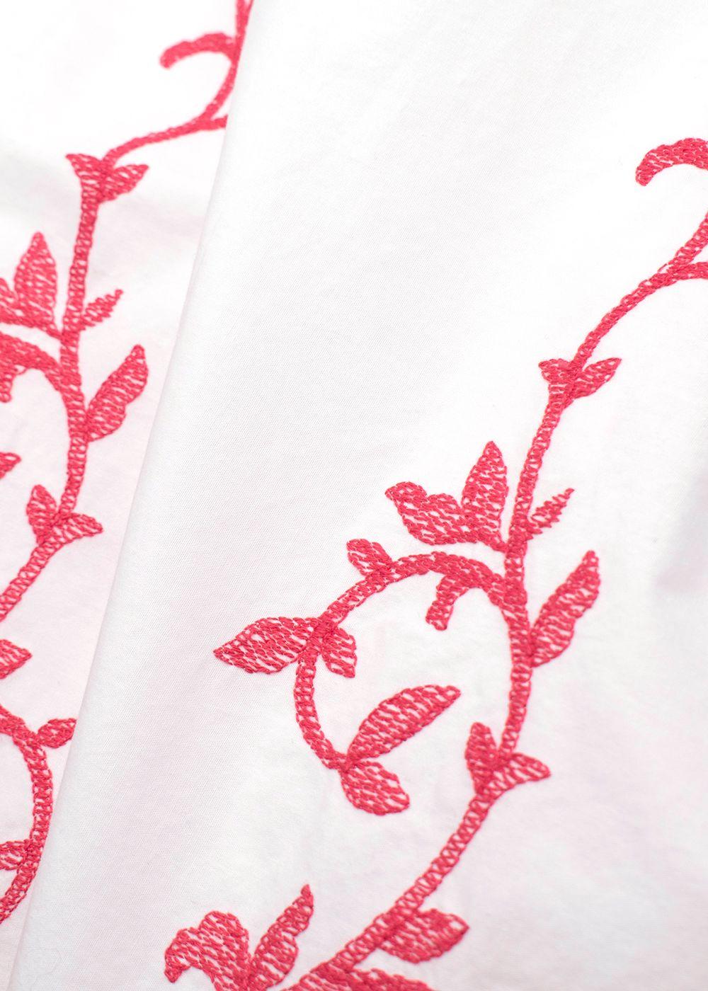 Loretta Caponi Embroidered Cotton Dress