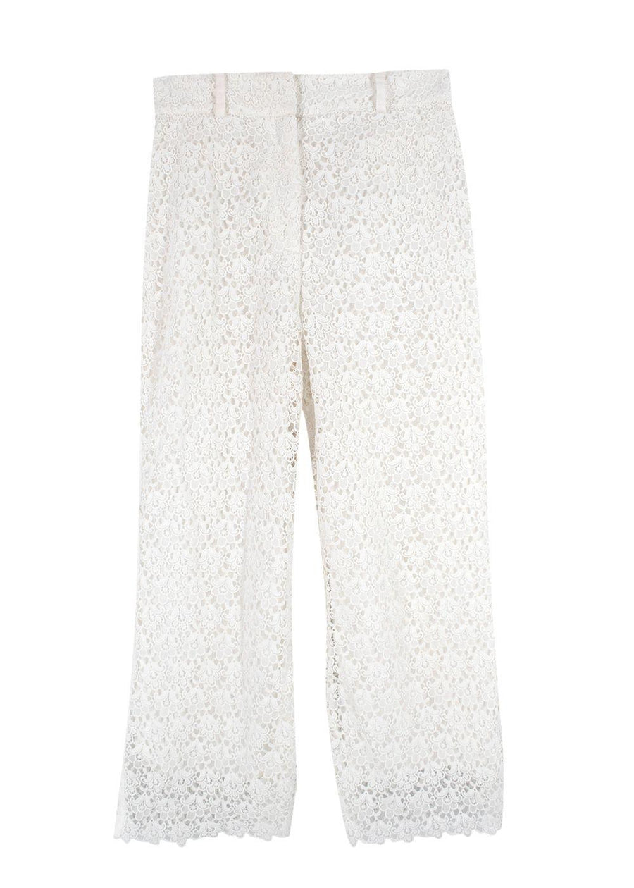 Zimmermann White Floral Crochet Trousers