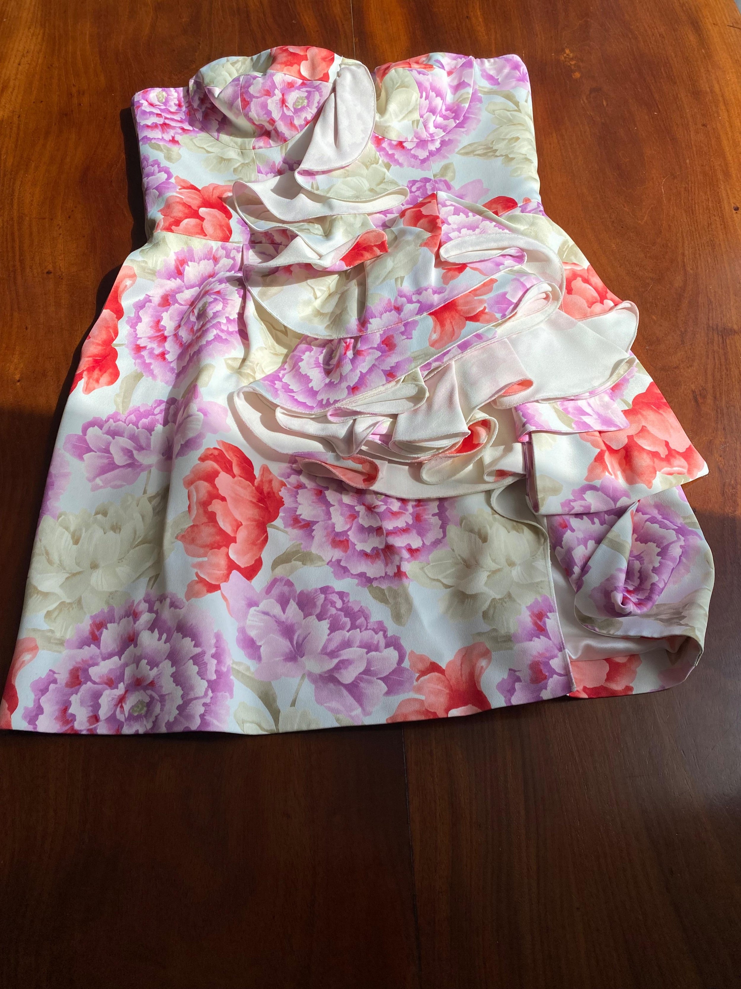 Strapless Floral Mini Dress