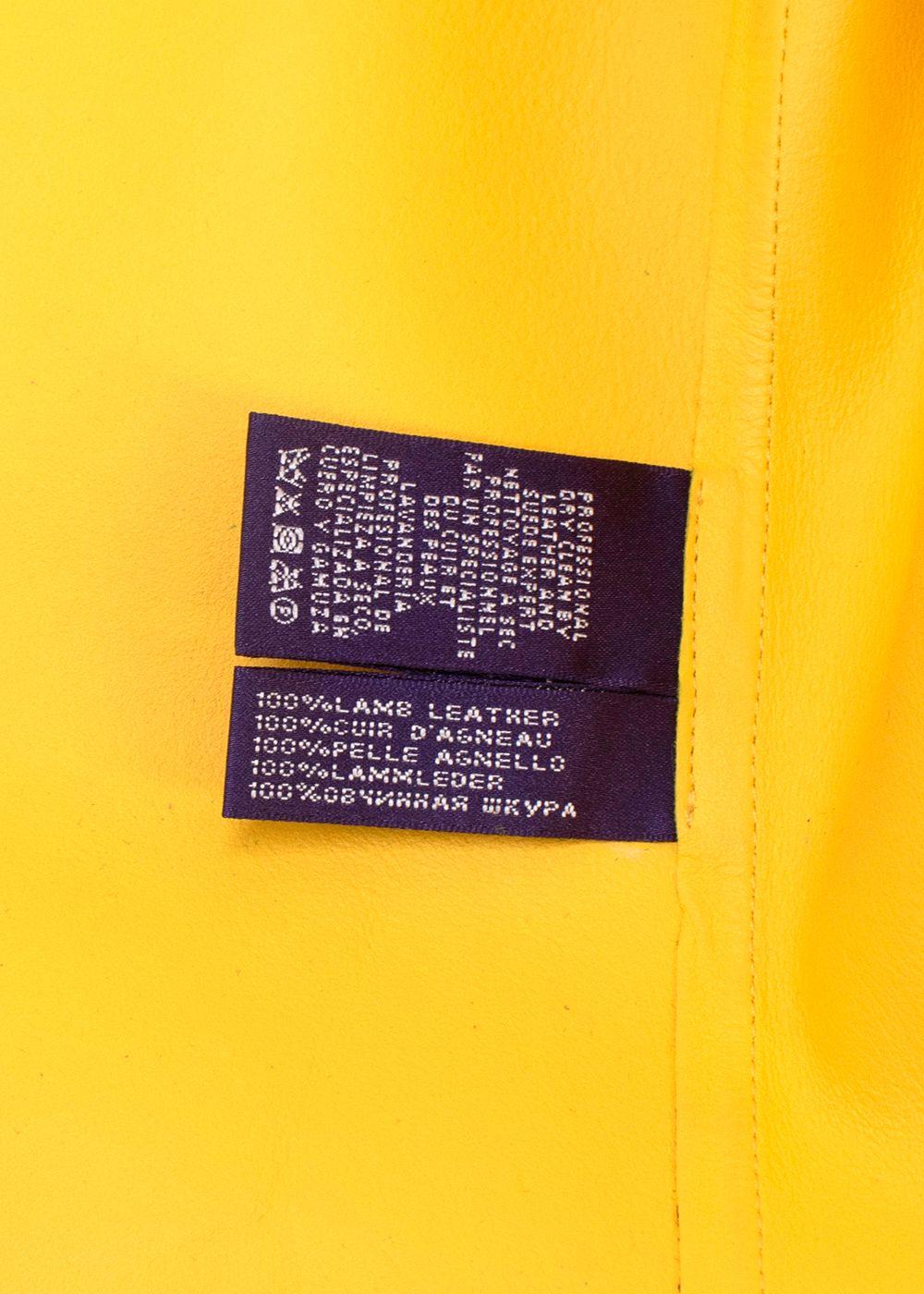 Ralph Lauren Collection Cropped Yellow Leather Jacket