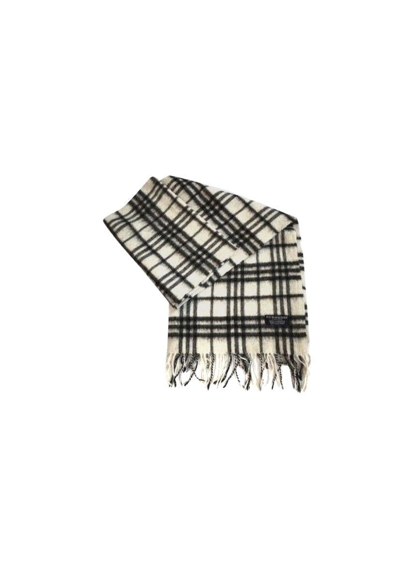Cream Classic Check Cashmere Scaef