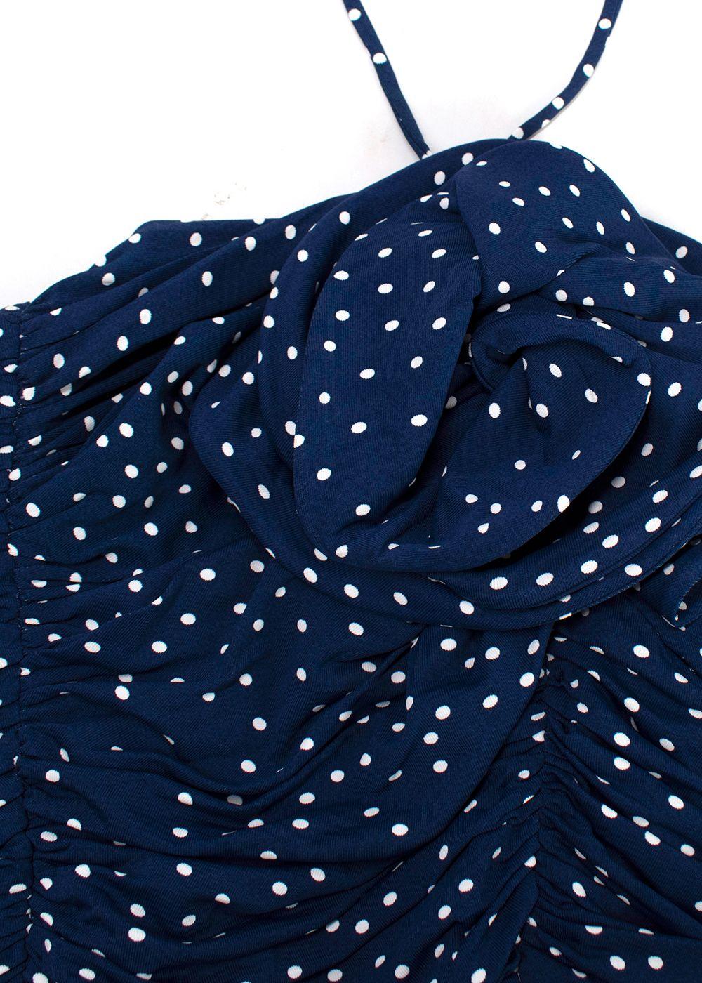 Magda Butrym Navy Polka Dot Halterneck Dress