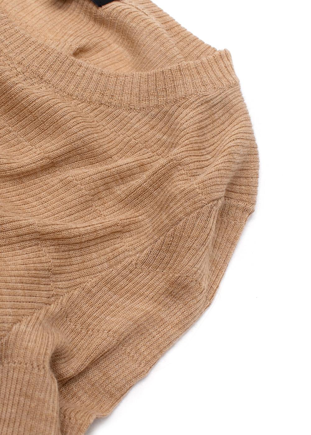 Cashmere in Love Beige Ribbed Midi Dress