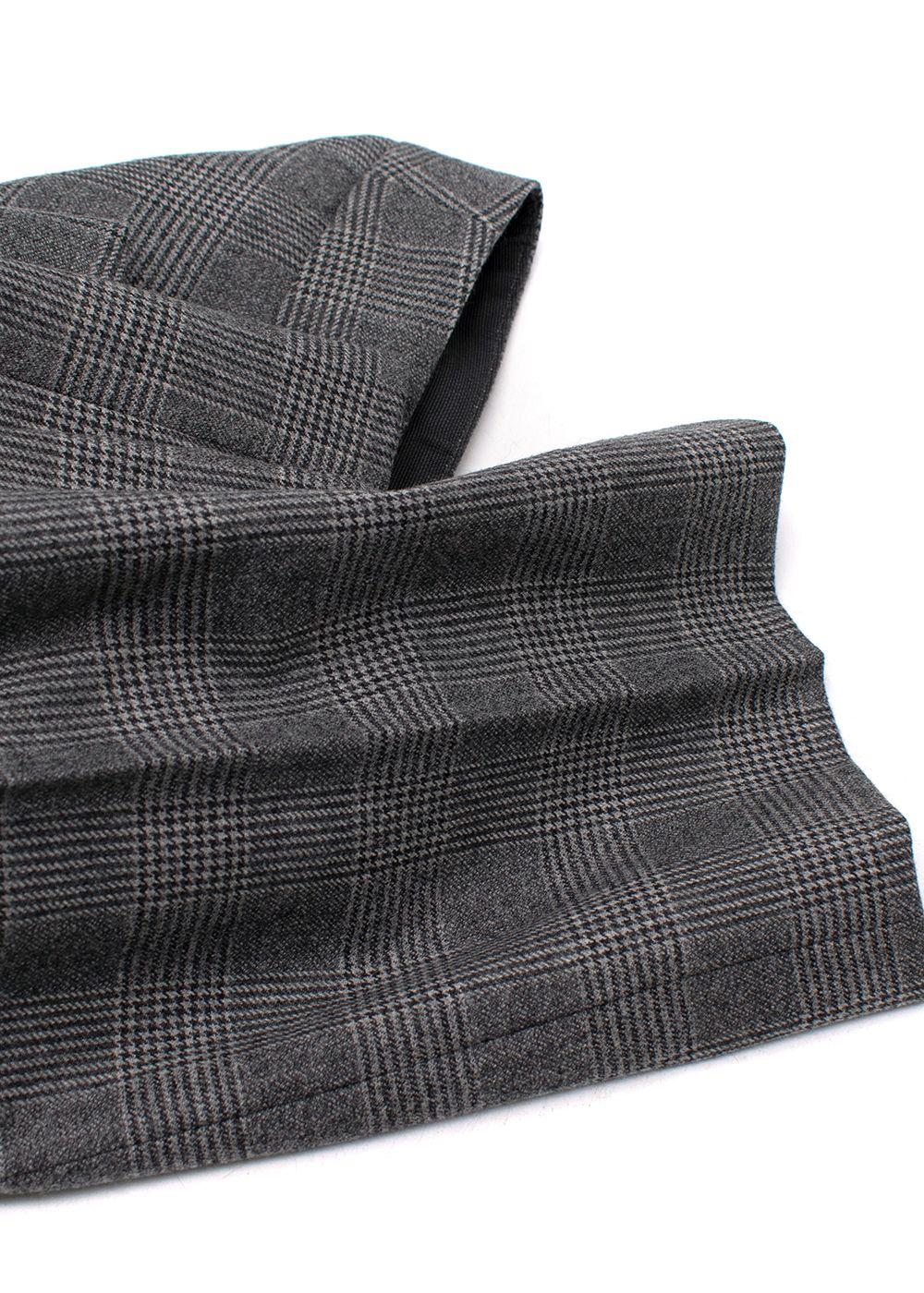 Giorgio Armani Grey Wool-Blend Checked Trouser