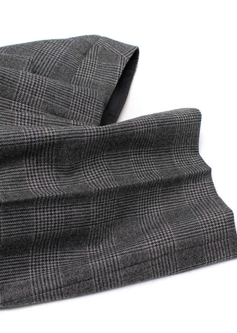 Giorgio Armani Grey Wool-Blend Checked Trouser
