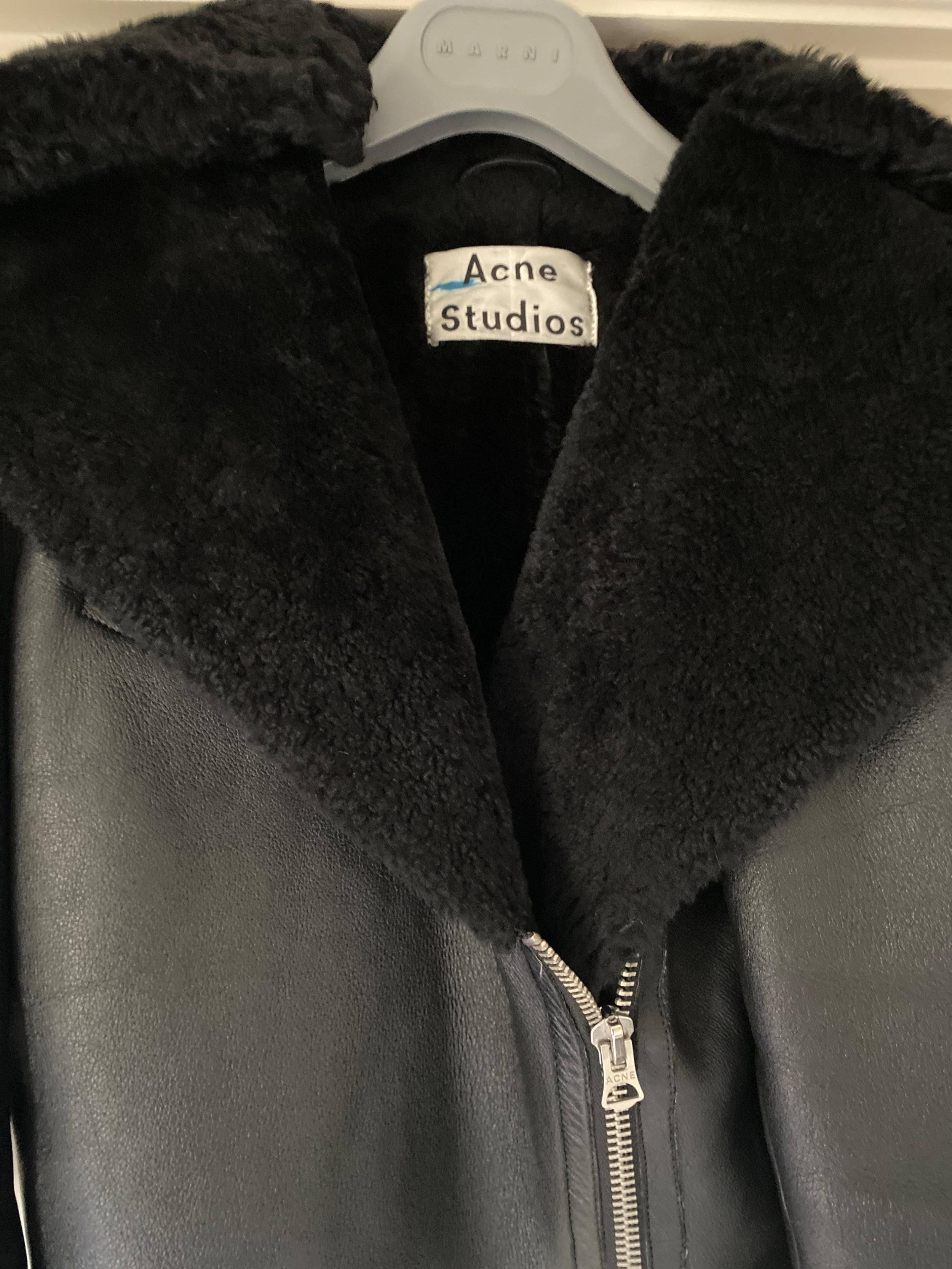 black leather & shearling aviator jacket