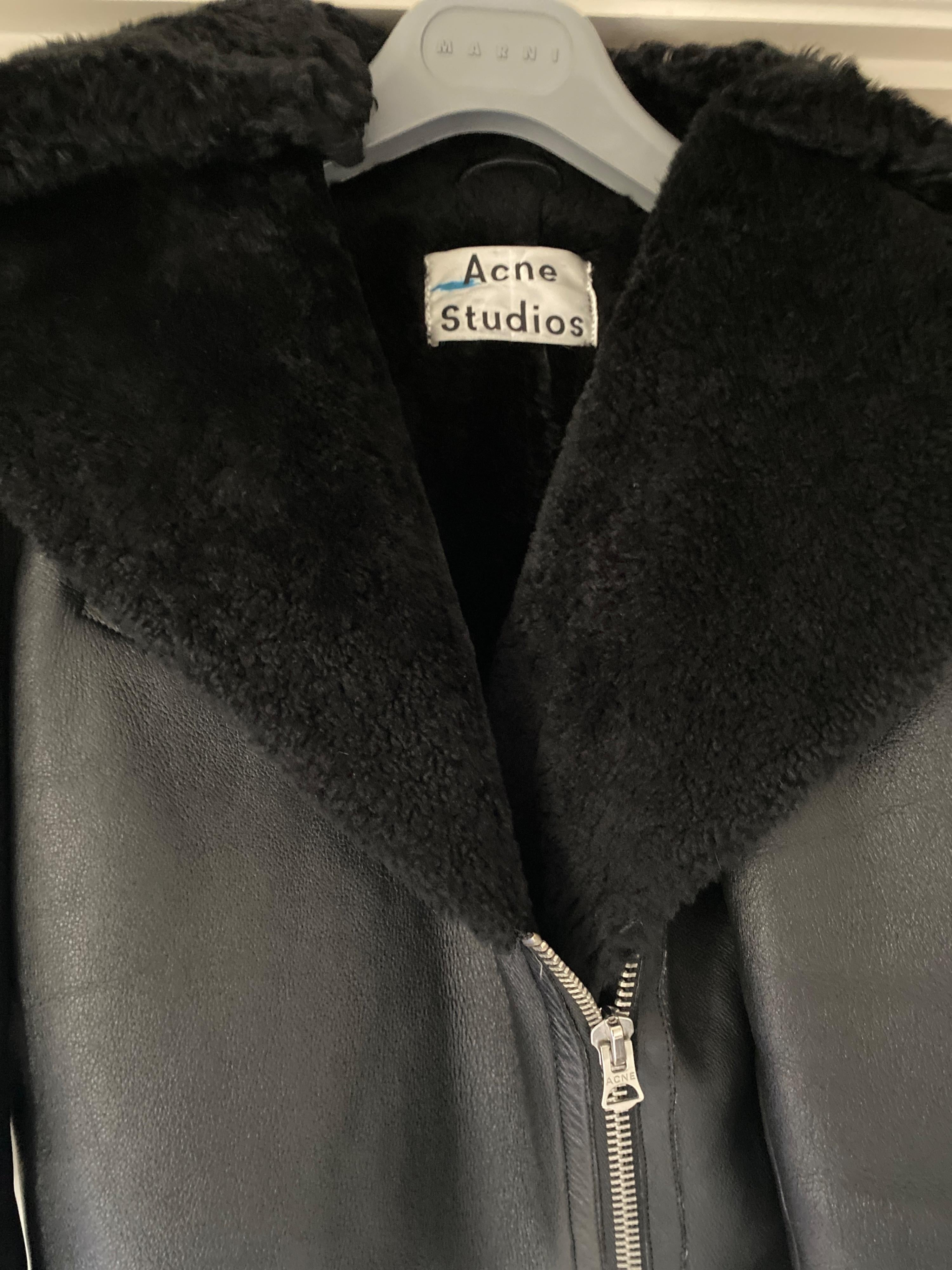 black leather & shearling aviator jacket