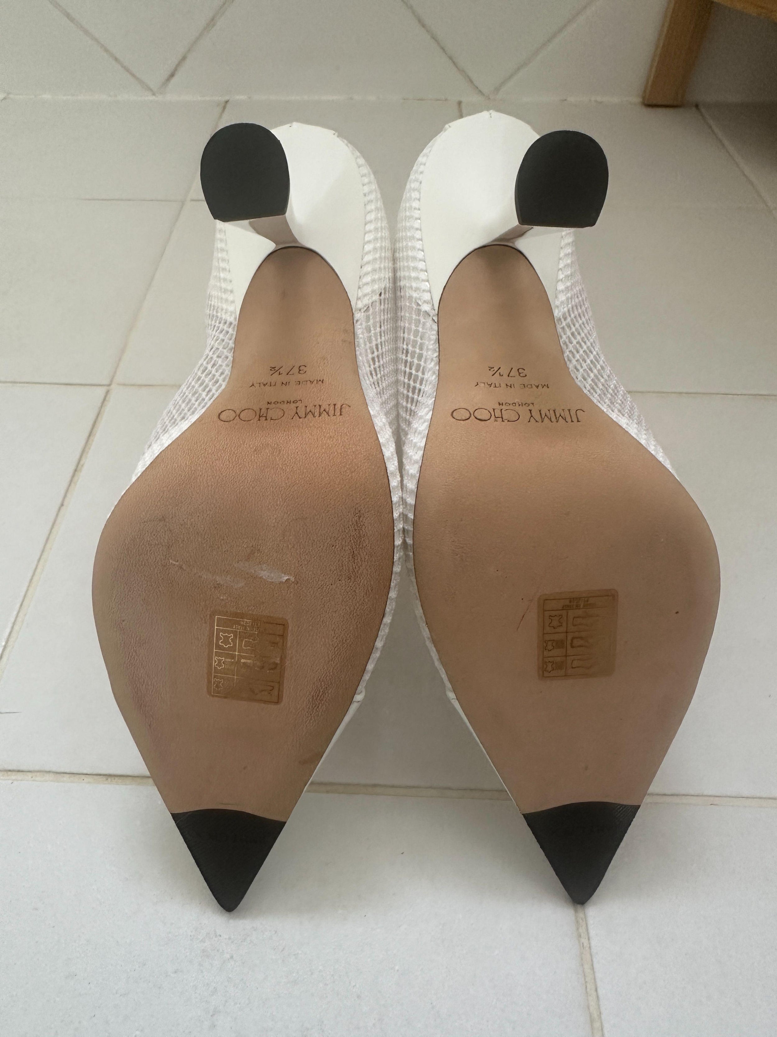 Jimmy Choo White Mesh and Leather Kix Ankle Boots