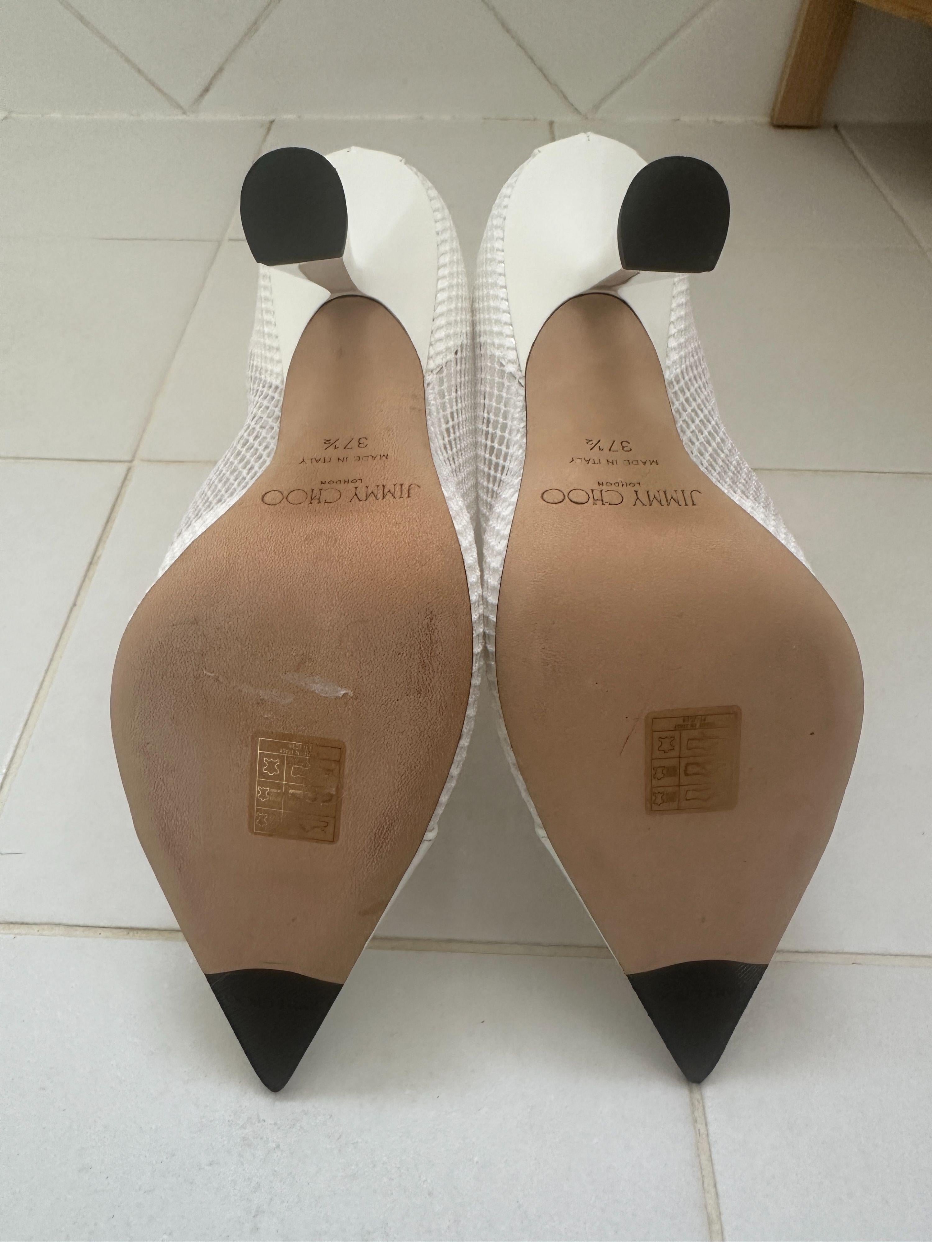 Jimmy Choo White Mesh and Leather Kix Ankle Boots