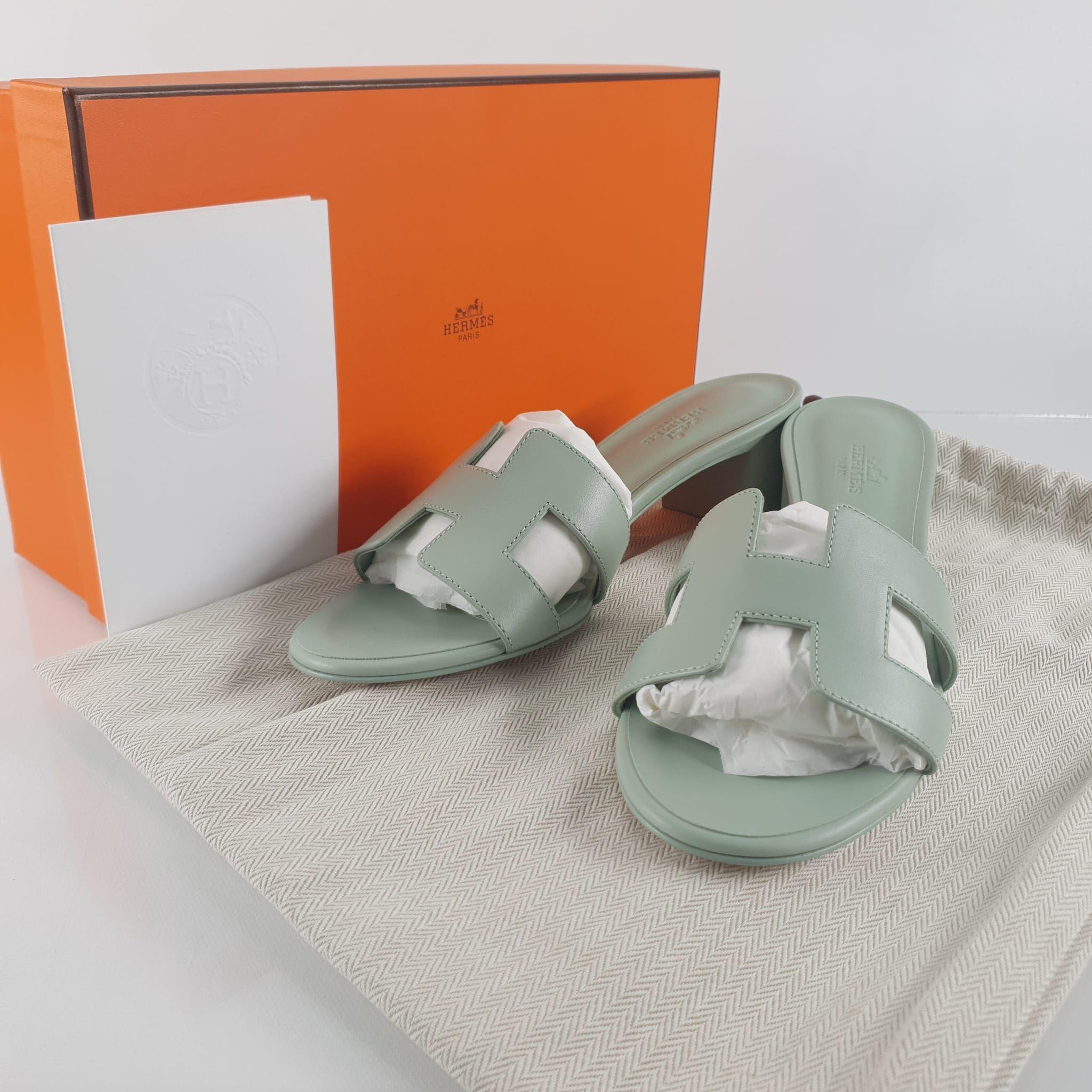 Hermes Light Green Oasis Sandals