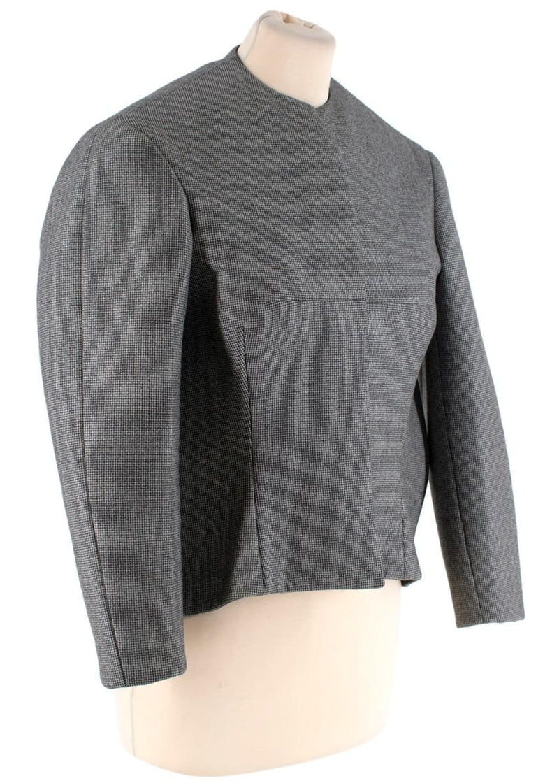 Balenciaga Wool Houndstooth Structured Crop Jacket