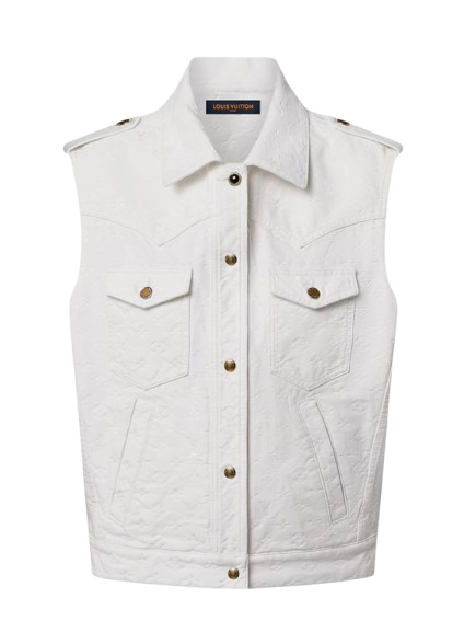 Louis Vuitton White Monogram Sleeveless Denim Jacket