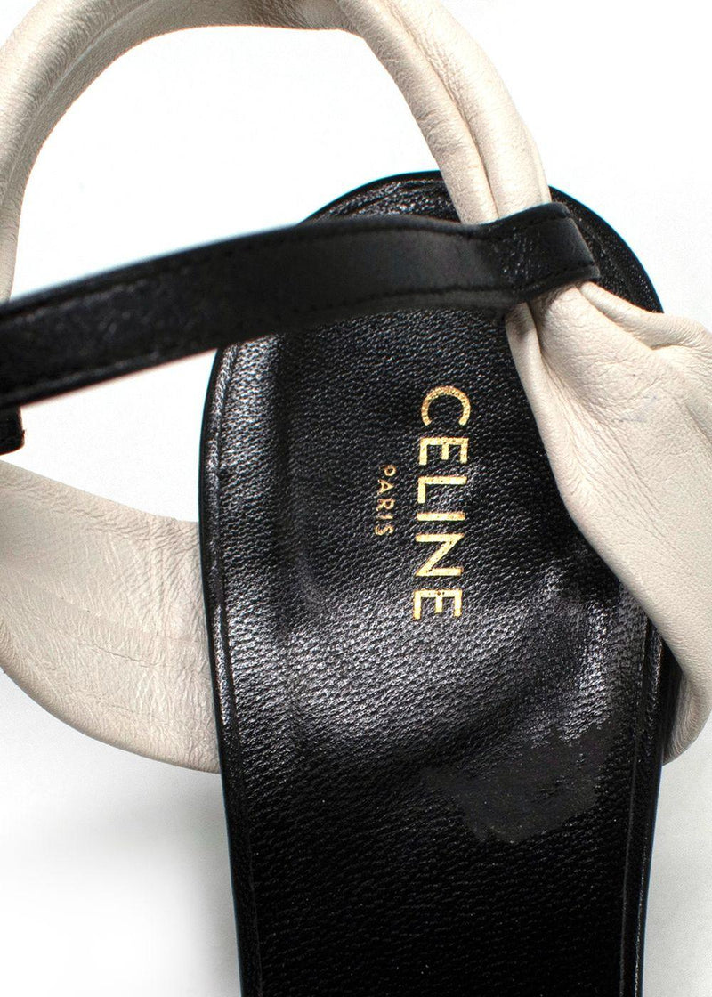 Celine Black and White Leather Twist Pumps