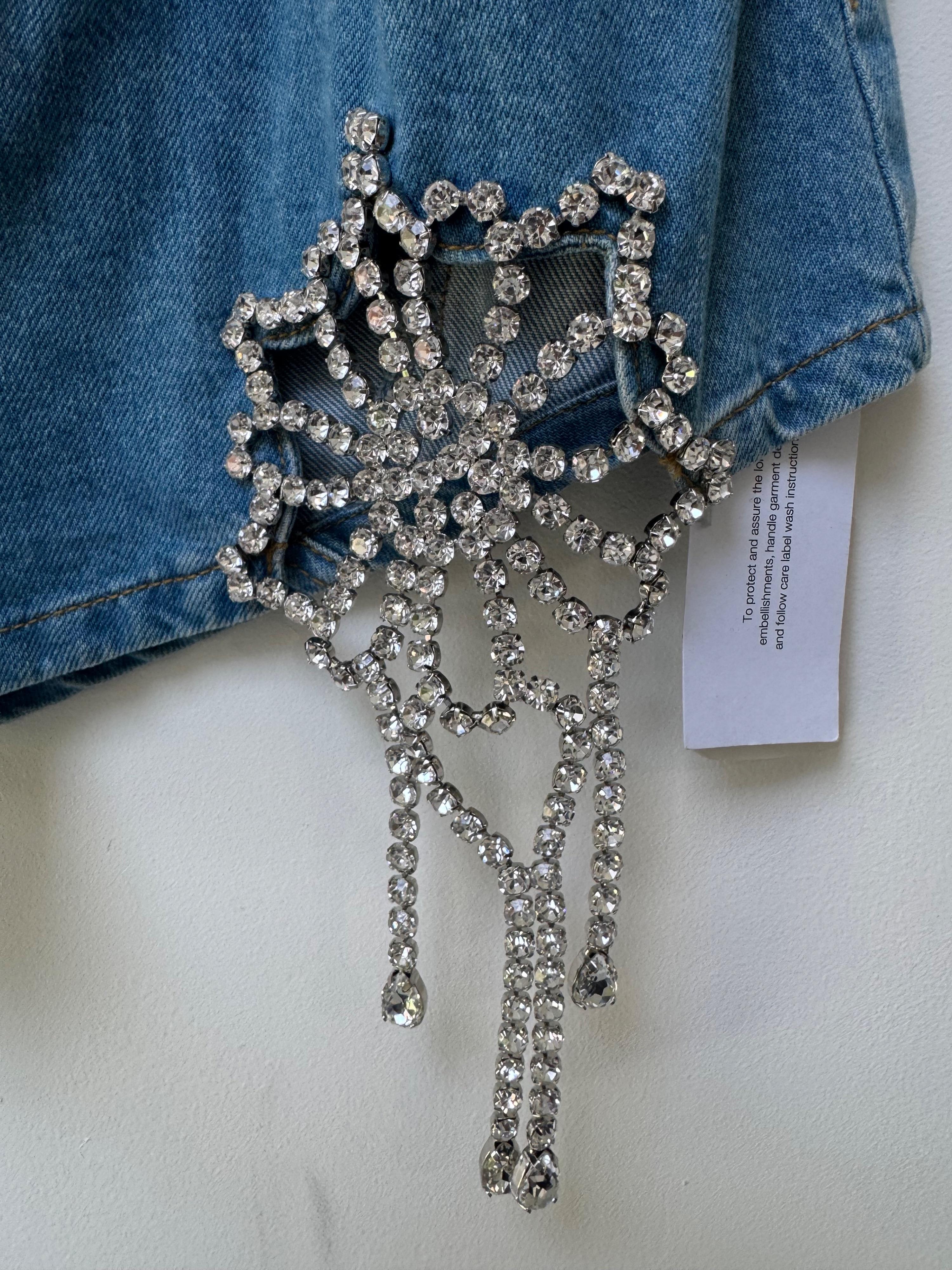 Crystal Embellshed Denim Festival Shorts