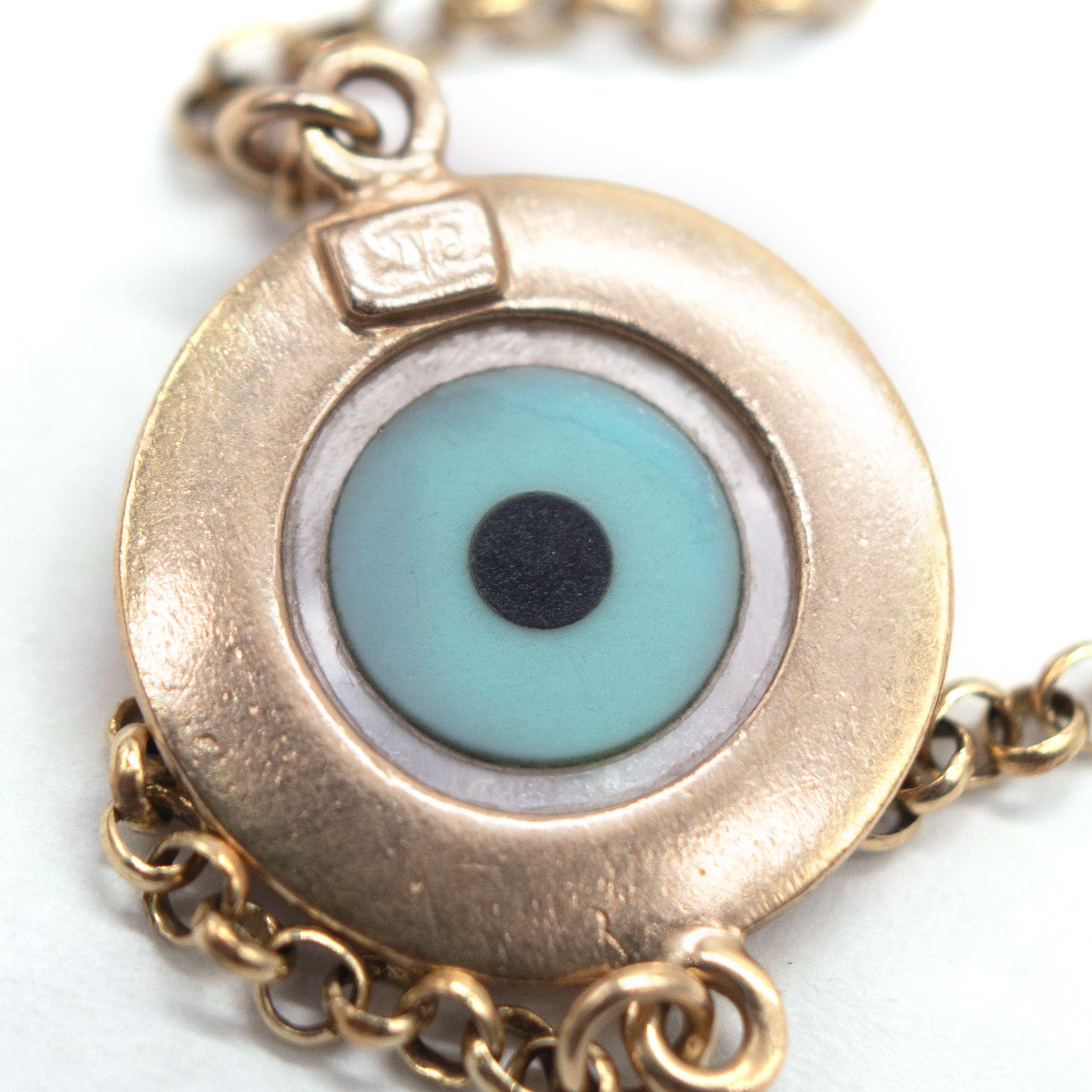 Bespoke Gold, Diamond And  Enamel Evil Eye Bracelet