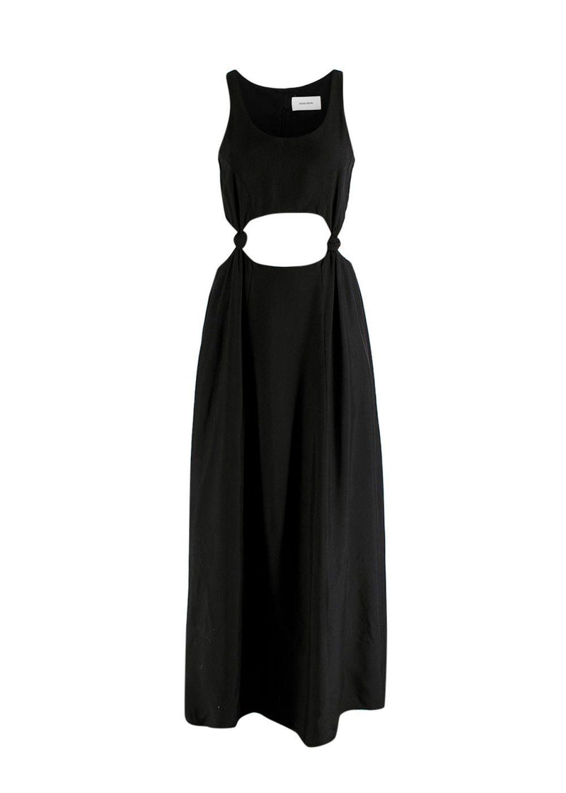 Bondi Born Black Tenerife Knotted Cutout Gauze Midi Dress