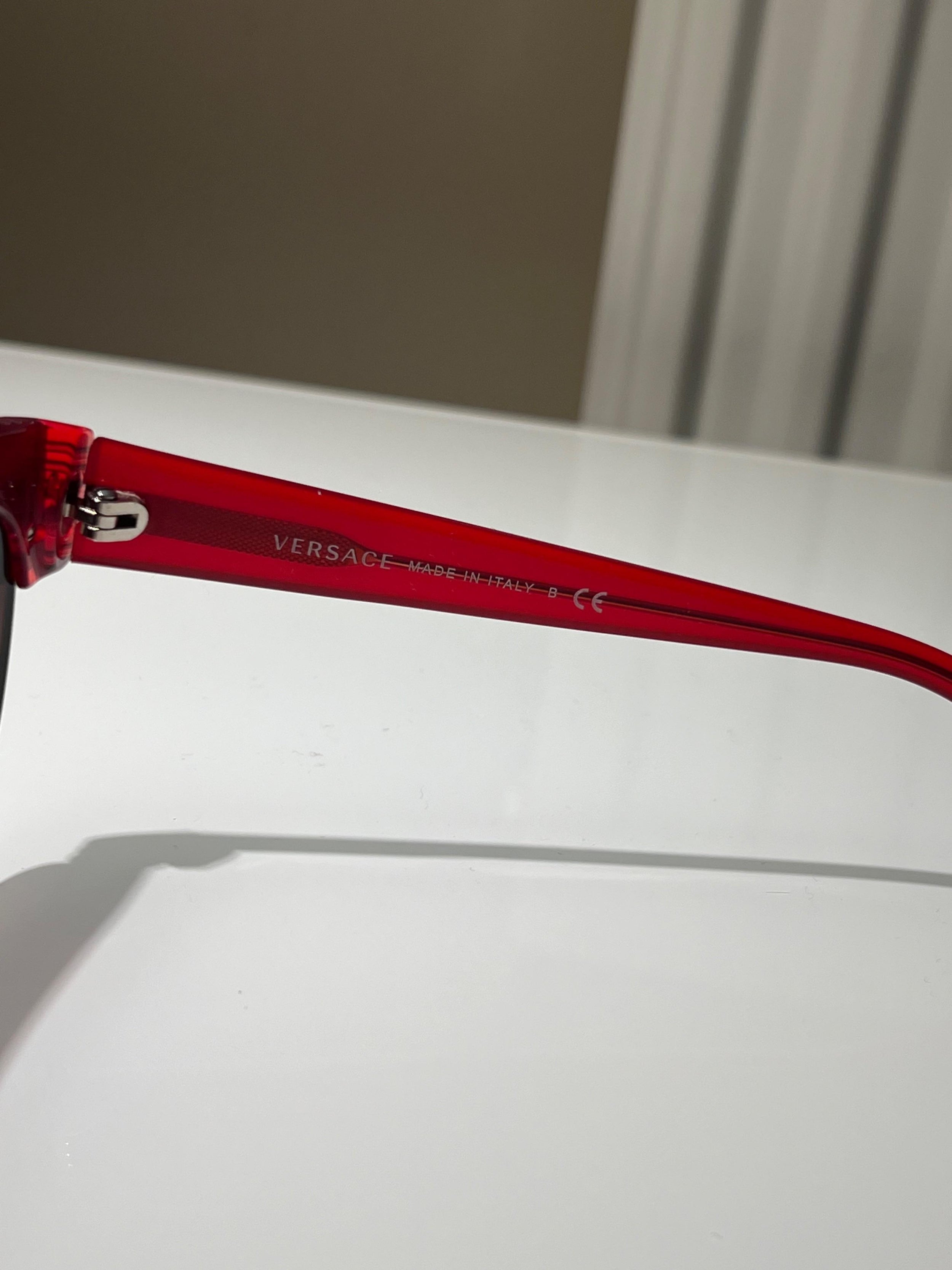 Versace Red Half Rim Sunglasses