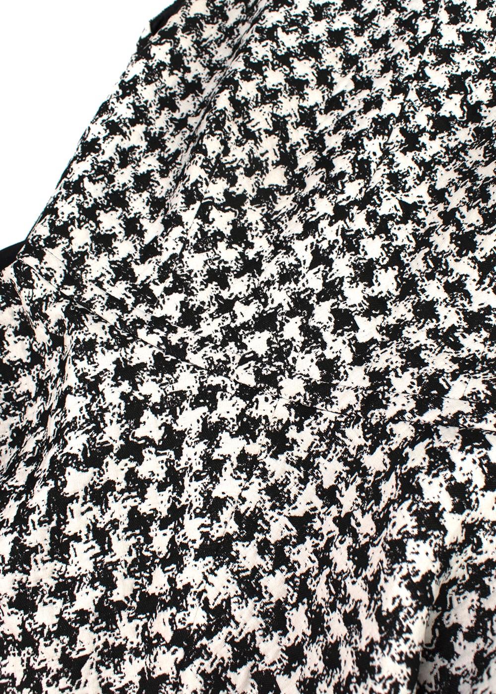 Black & White A-line Houndstooth Midi Dress
