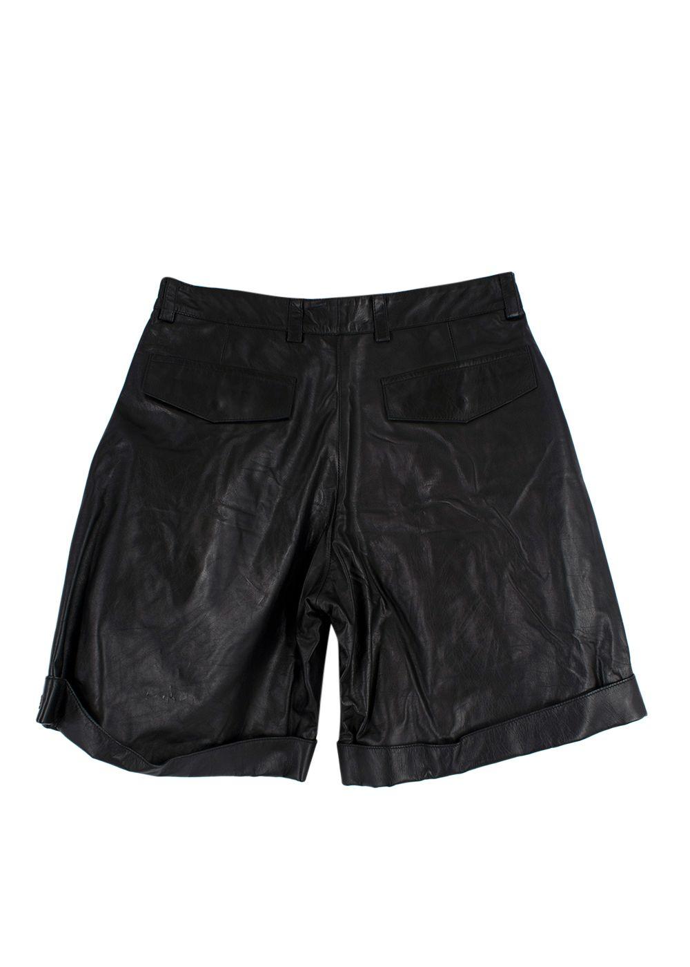 Dior Homme Black Leather Cargo Shorts