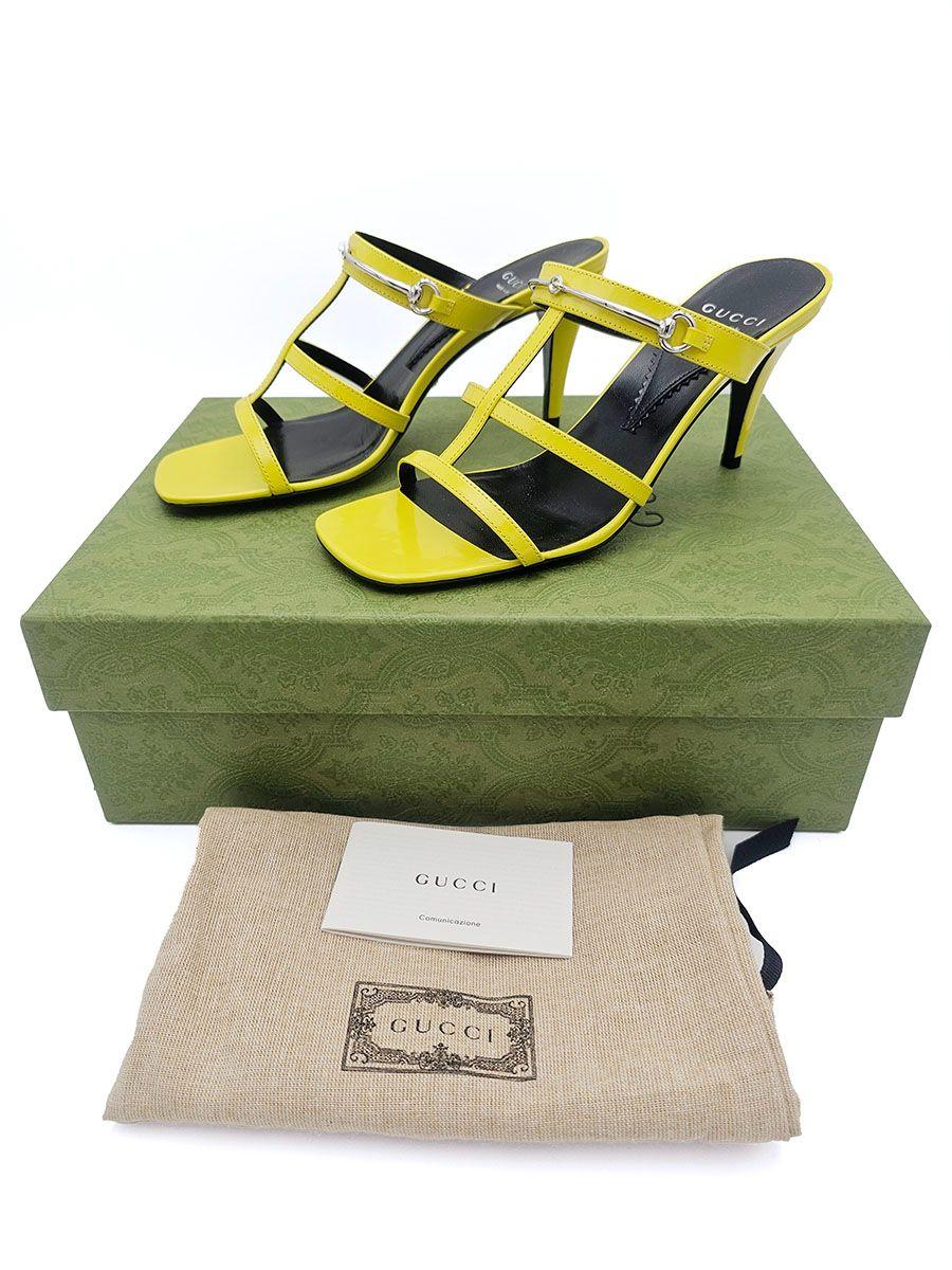 Gucci Yellow Leather Heeled Mules