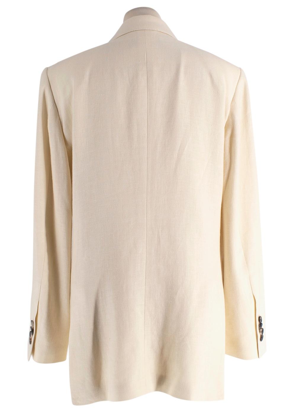 Loro Piana Cream Double Breasted Linen Blazer
