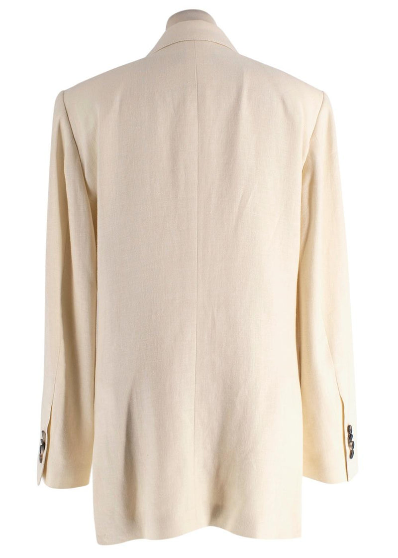 Loro Piana Cream Double Breasted Linen Blazer
