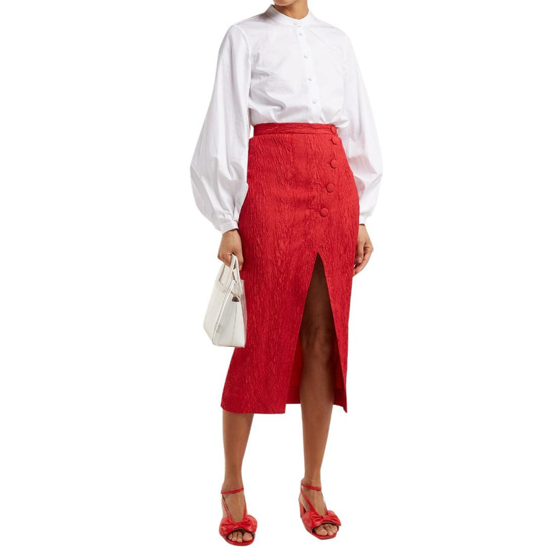 Alexa Chung Red Crepe Midi Skirt